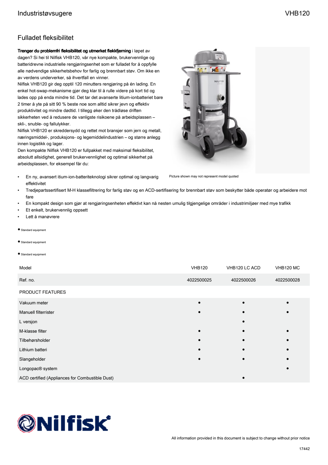 VHB120 Fact Sheet