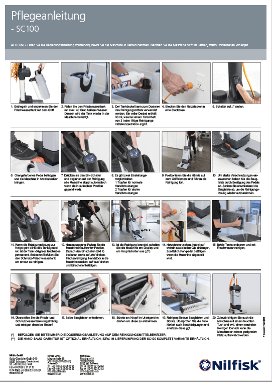DE Sc100 Pflegeanleitung (Care Instructions) Document