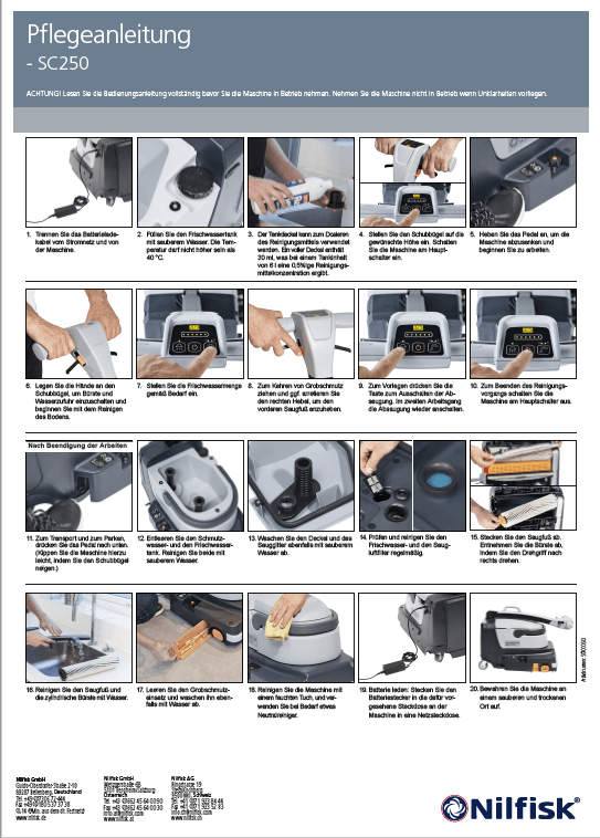 DE Sc250 Pflegeanleitung (Care Instructions) Document
